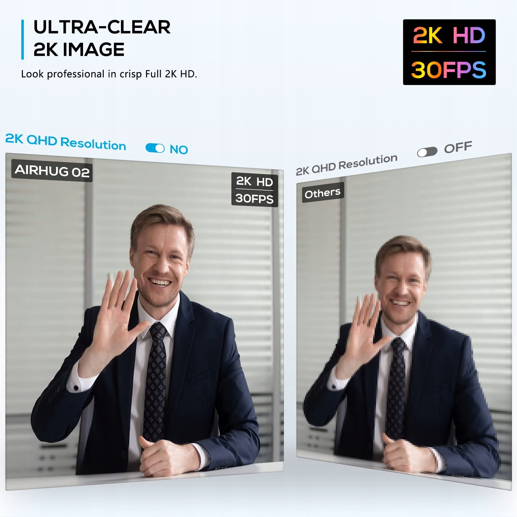 AIRHUG Kamera Internetowa 2K QHD FHD 1080p 360° Plug&Play Windows Mac — miniatura 4