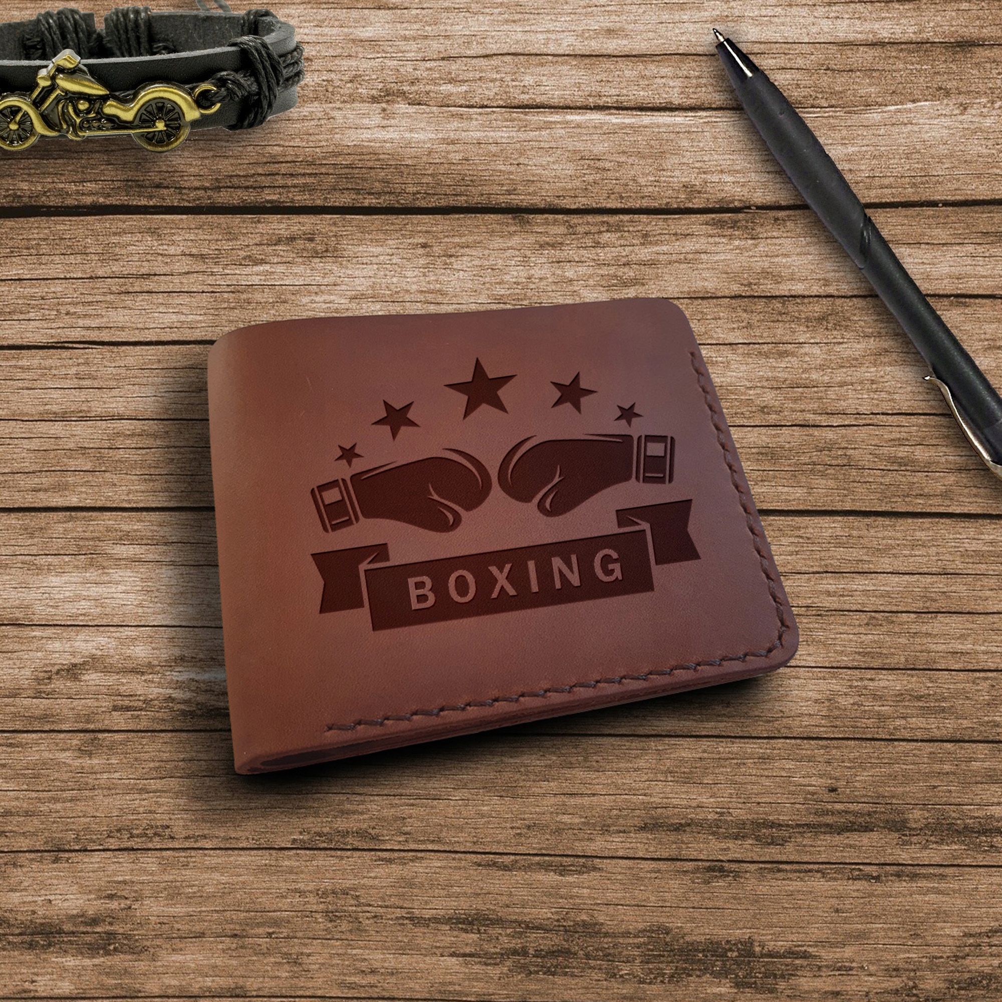 dárek pro fanouška boxu Kožená peněženka s gravírováním
