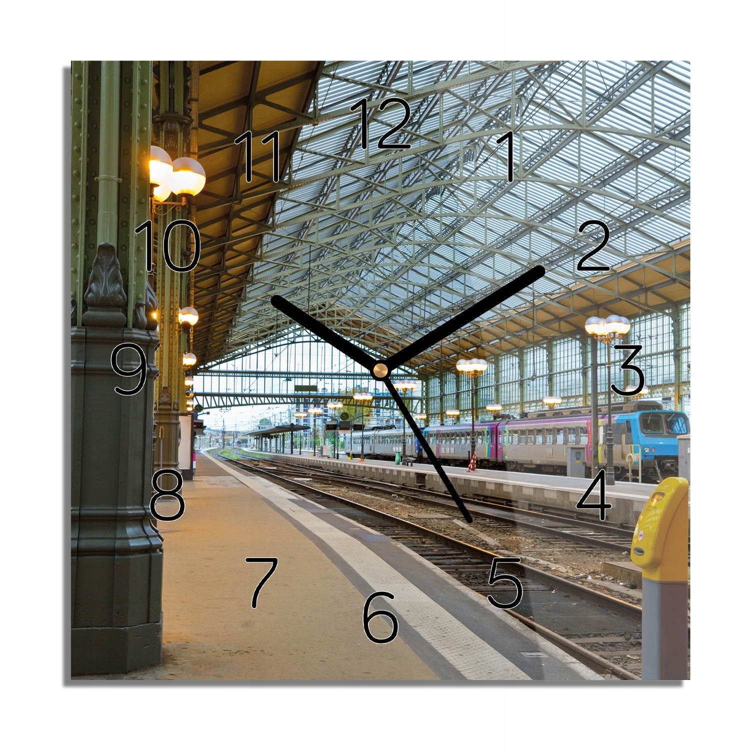 

Dworzec stacja tory foto-zegar nowoczesny 30x30