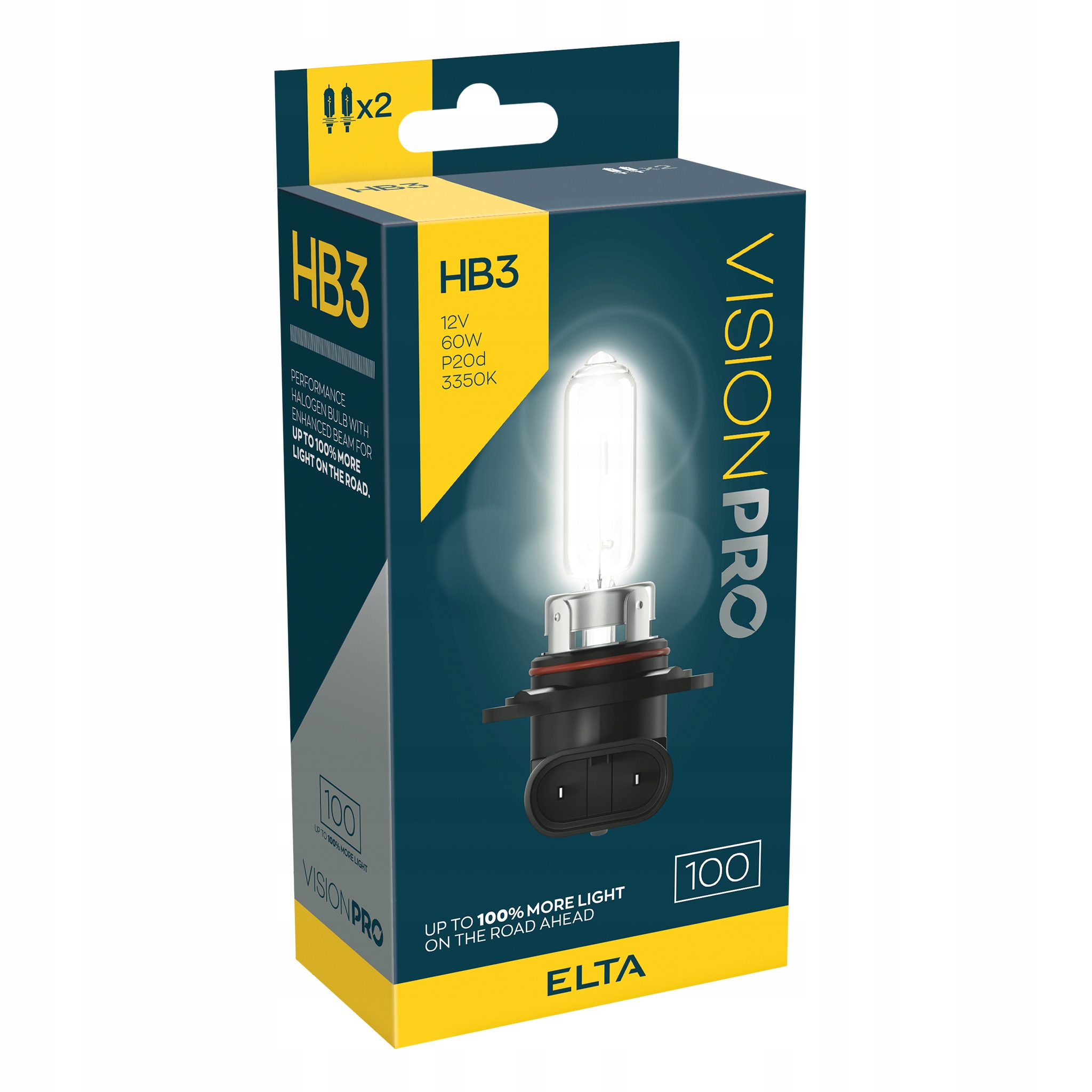 Żarówki HB3 Elta VisionPRO +100% P20d 12V 60W Komplet 2 sztuki