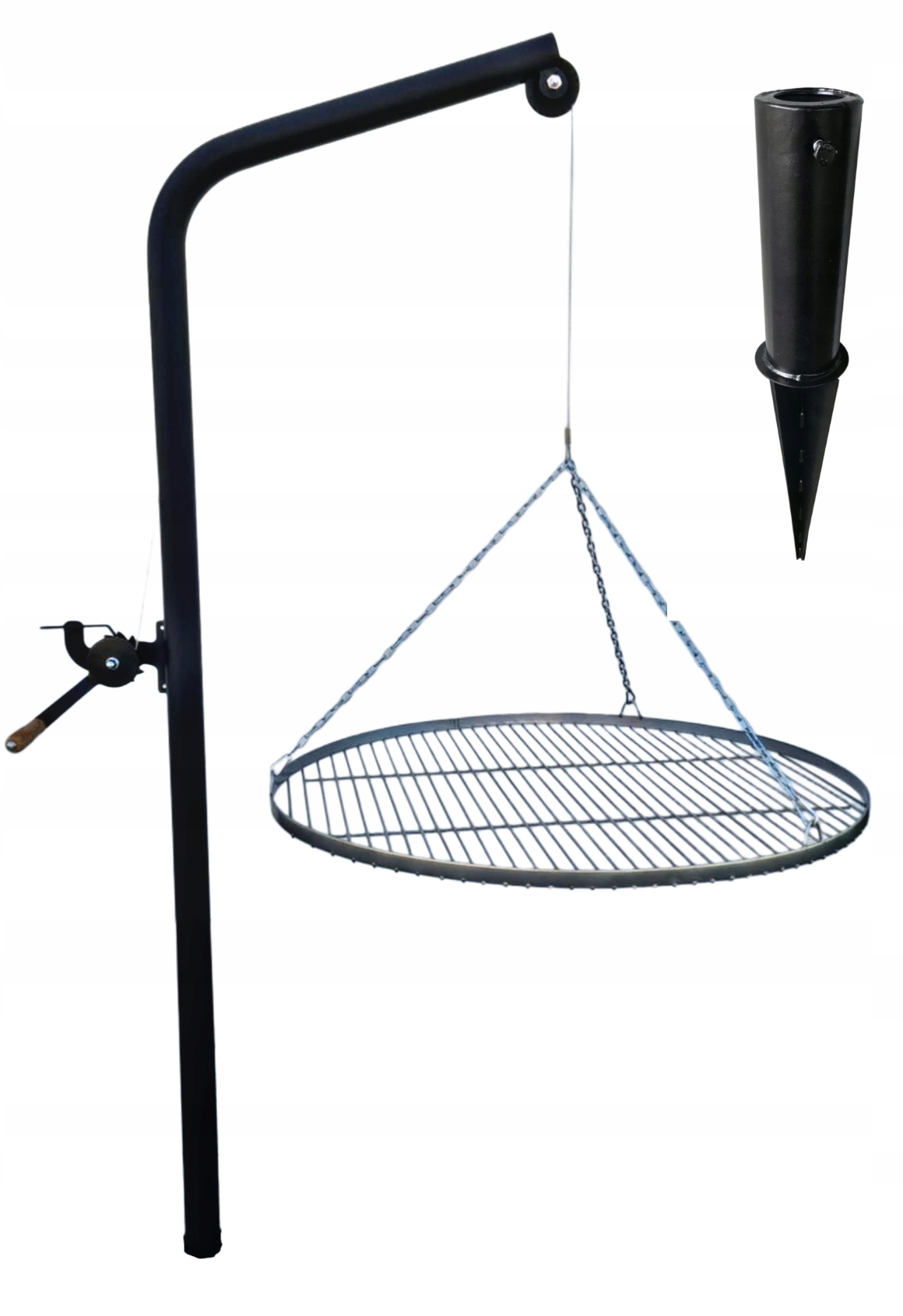 Grill żuraw ogrodowy ogniskowy ramię z mocowaniem ruszt 80 nierdzewny XXL