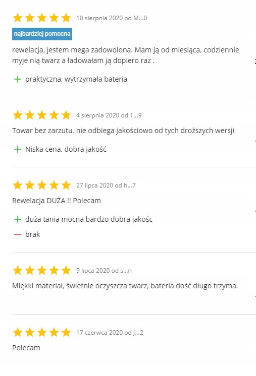 SZCZOTECZKA SONICZNA DO CZYSZCZENIA TWARZY MASAŻER Wielkość Produkt pełnowymiarowy