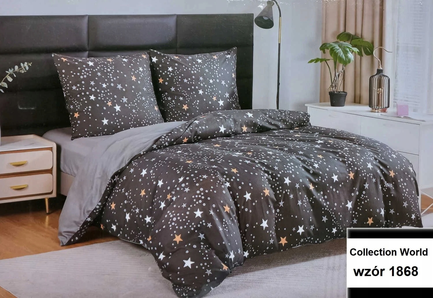 Pościel 220x200 Dwustronna Bawełna Satynowa Collection World Gwiazdki