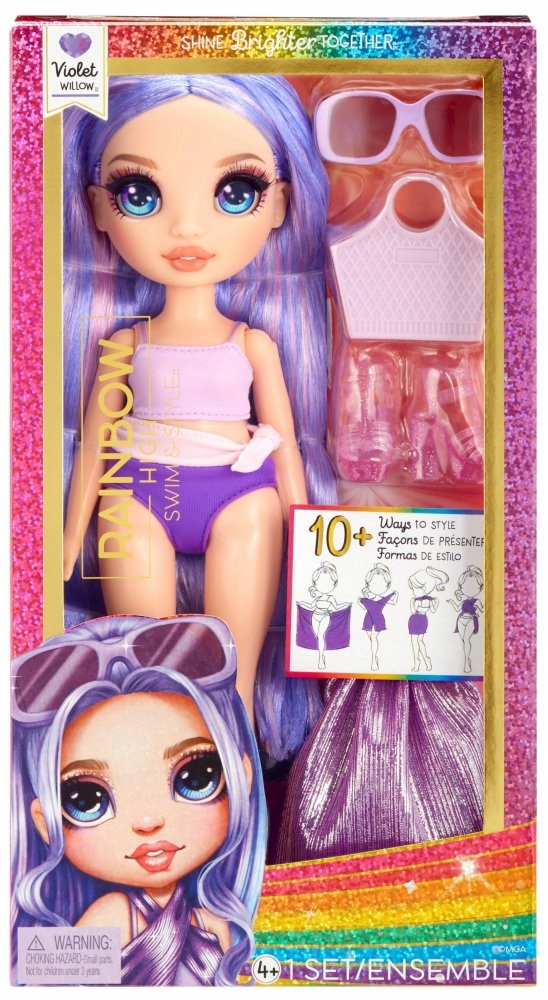 Rainbow High Modna lalka Violet Willow w stroju kąpielowym Swim Style Płeć dziewczynki