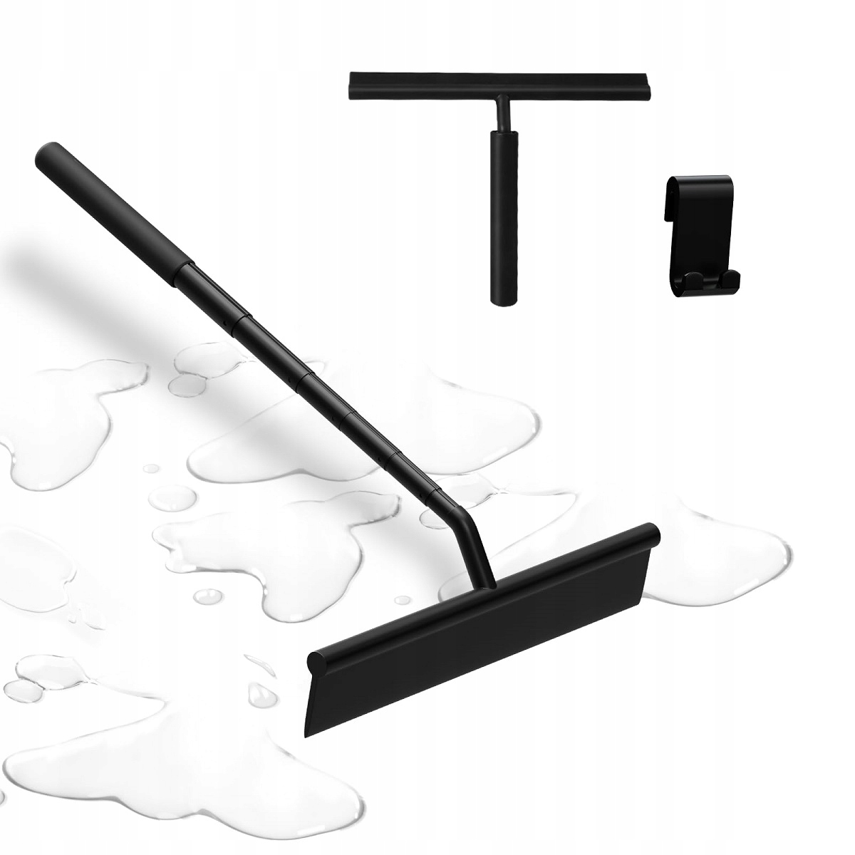 Levně Stěrka Na Vodu A Páru Skel Sprchových Koutů Černá S Držákem