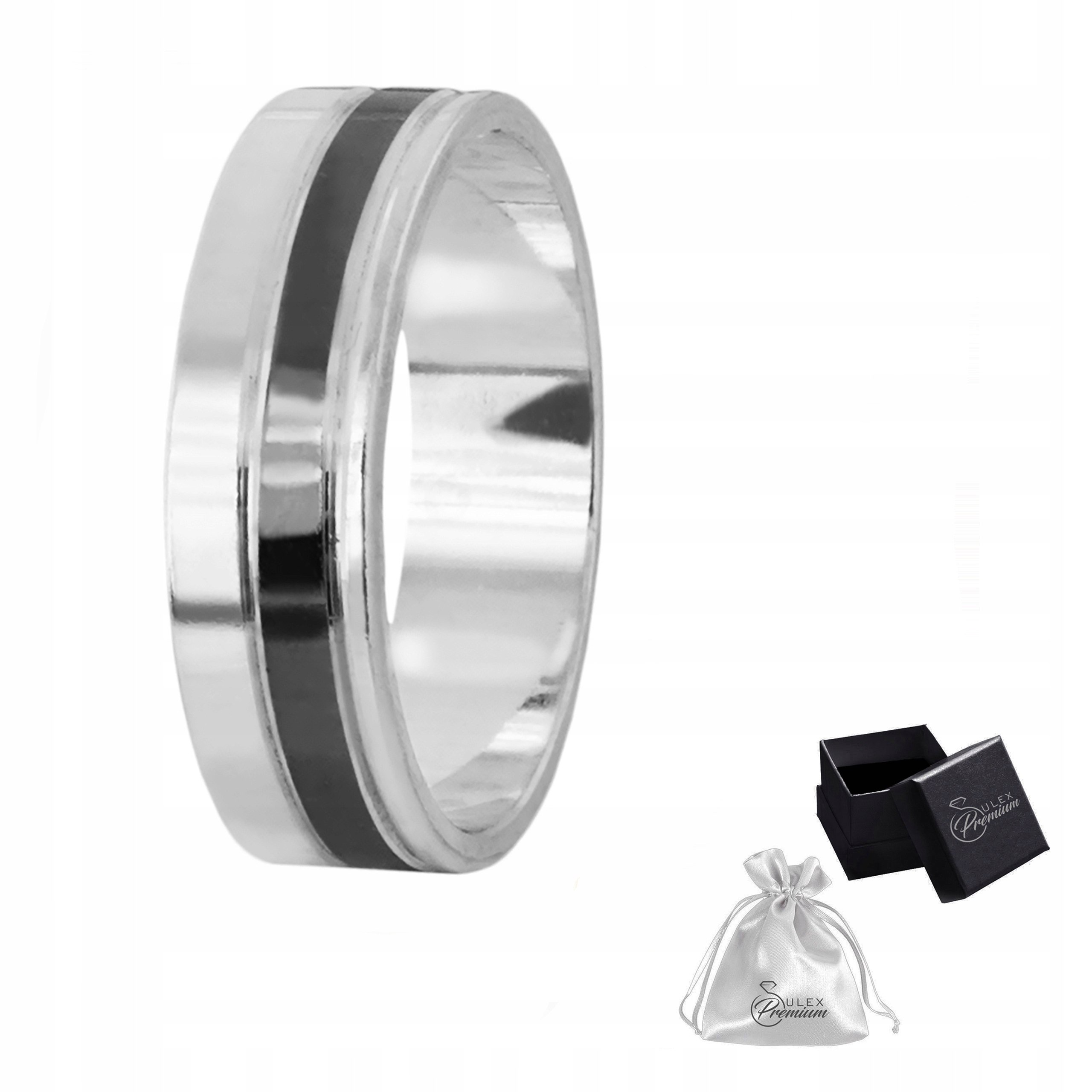 Prstýnek stříbro ryzost 925 Prsten s černým páskem šířka 6 mm vel.31