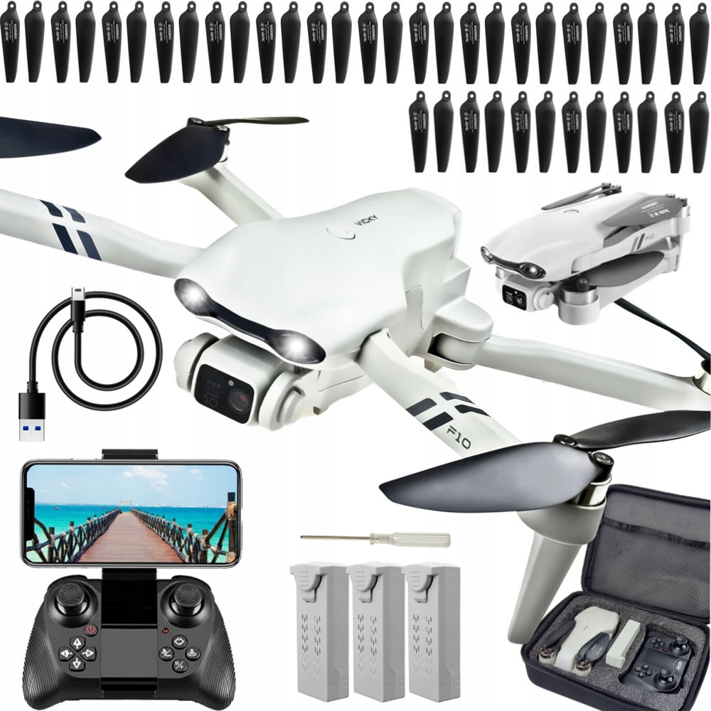 Dron F10 2x Kamera 480P Vznášení 200M Vyhýbání Se Překážkám Kufr Pilot Pouzdro