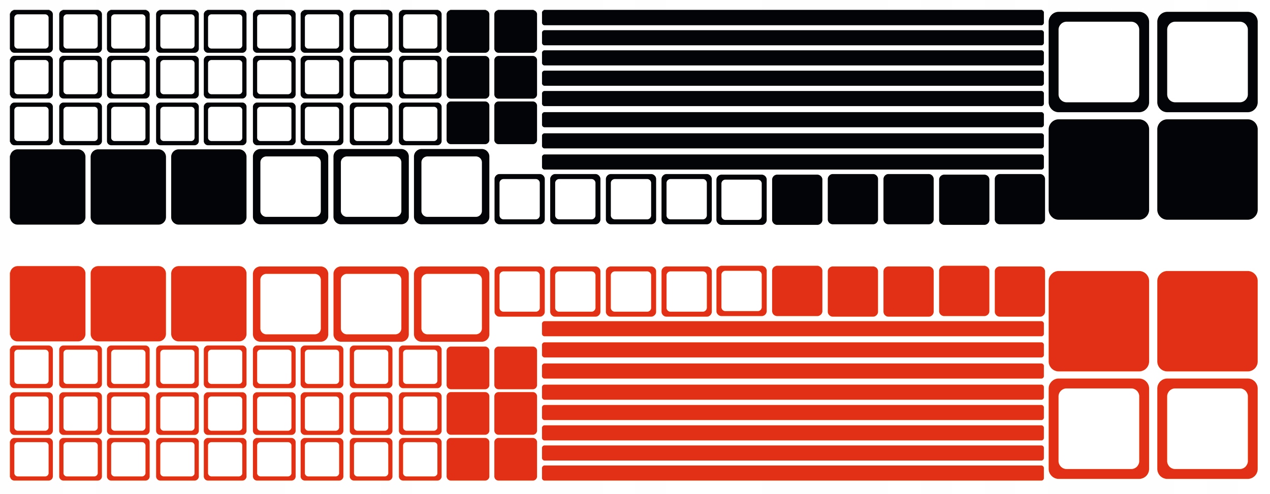 NAKLEJKI na Auto MOTYW KWADRATY 2 arkusze KOLORY Manufacturer MGDesign