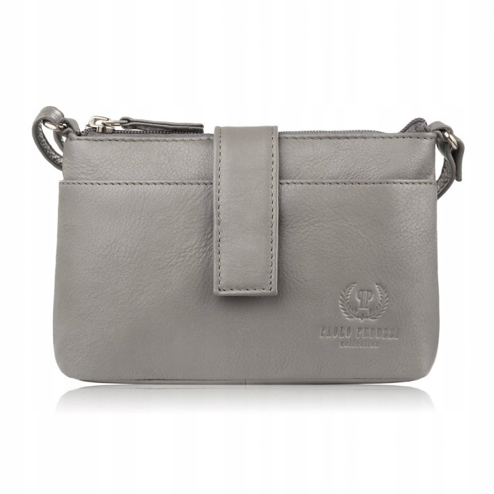 Torebka damska skórzana na ramię miejska szara kompaktowa Paolo Peruzzi