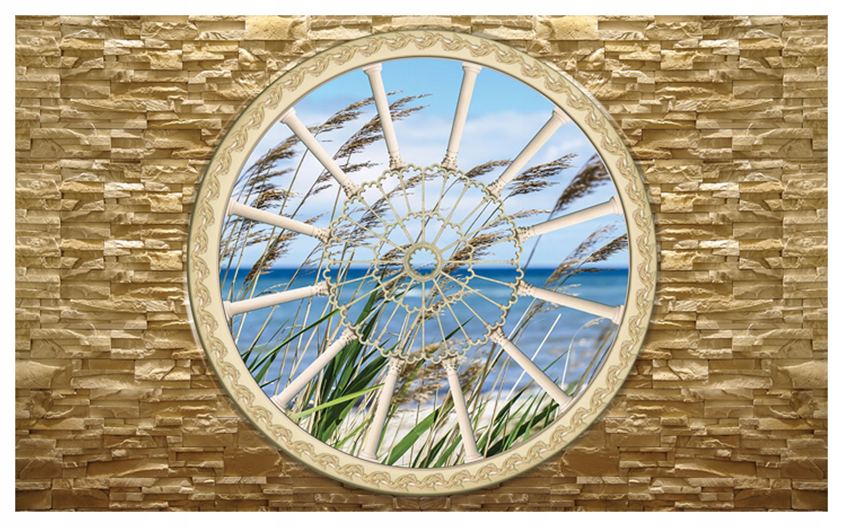 Fototapeta flizelina Okno na pláž mořský výhled relaxace 416x254 písek lepidlo