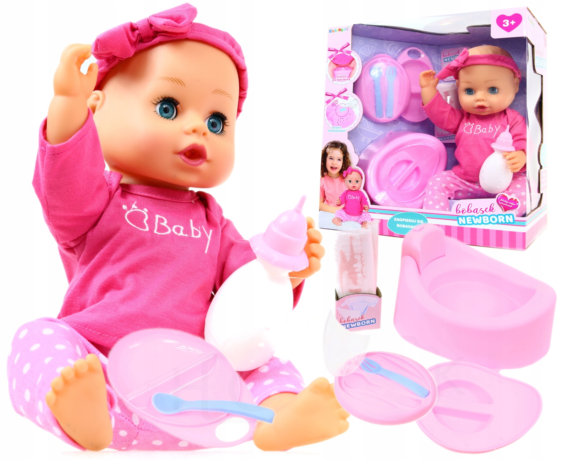 Lalka sikająca New Born Baby Sikająca Bobas Nocnik 43cm Pl