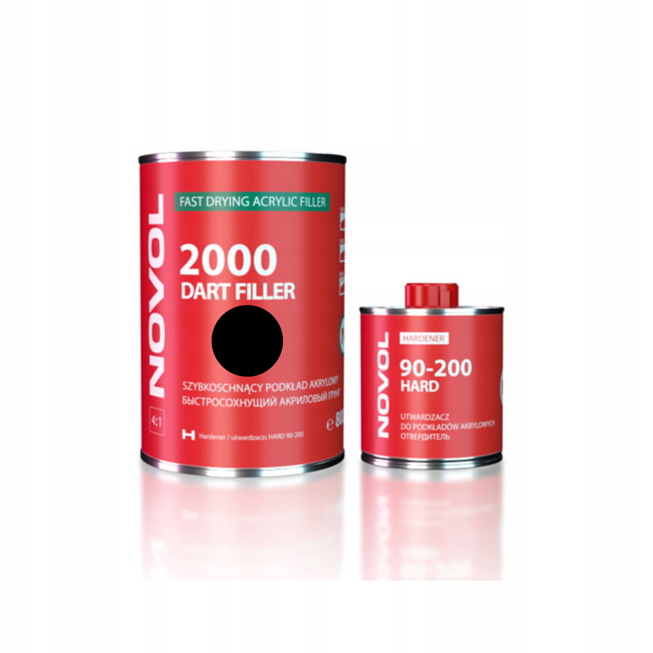 Podkład Akrylowy Szybkoschnący Czarny Novol 2000 Dart Filler 1000ml Komplet