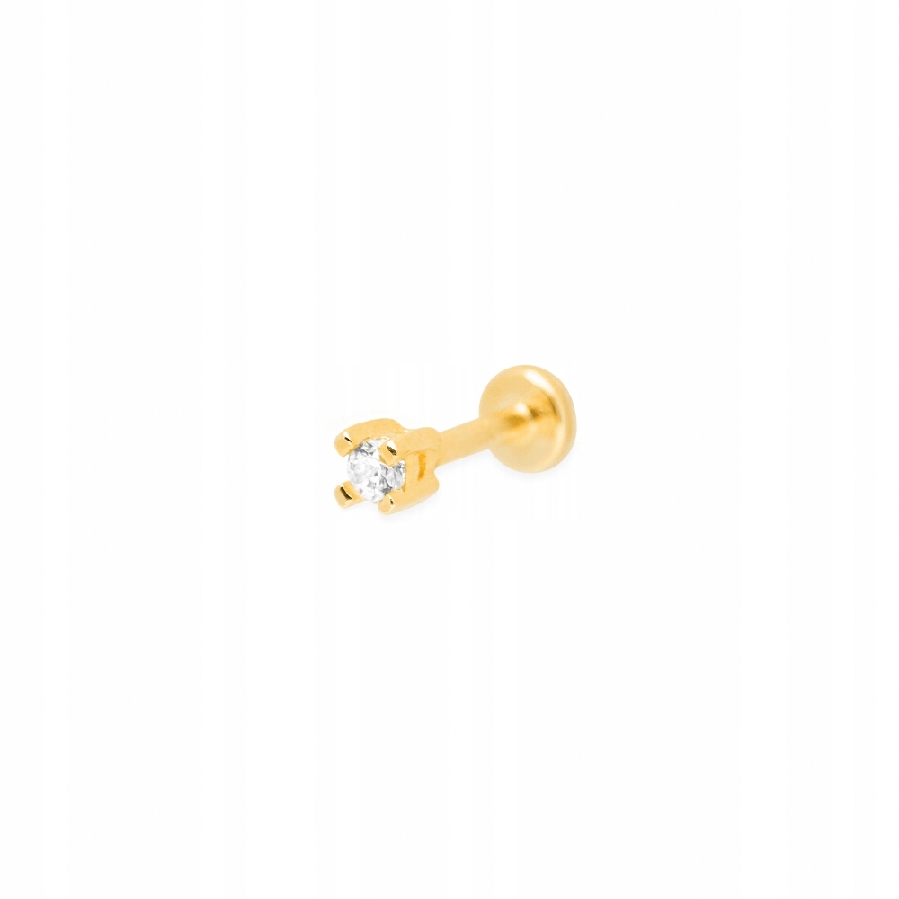 Kolczyk Piercing pozłacany Ania Kruk labret złoty biała cyrkonia srebro 925