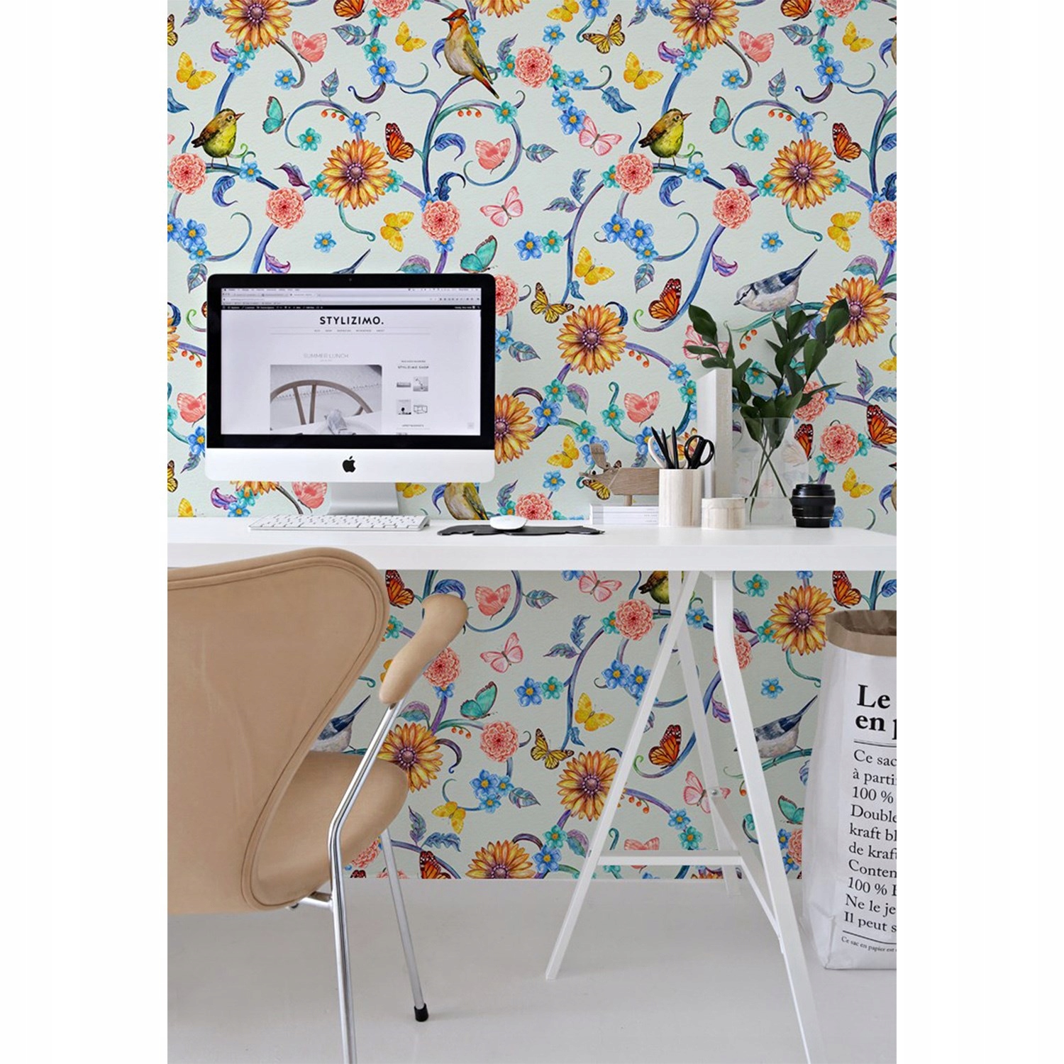 

Tapeta ścienna Tropikalna flora i ptaki 250x104 cm