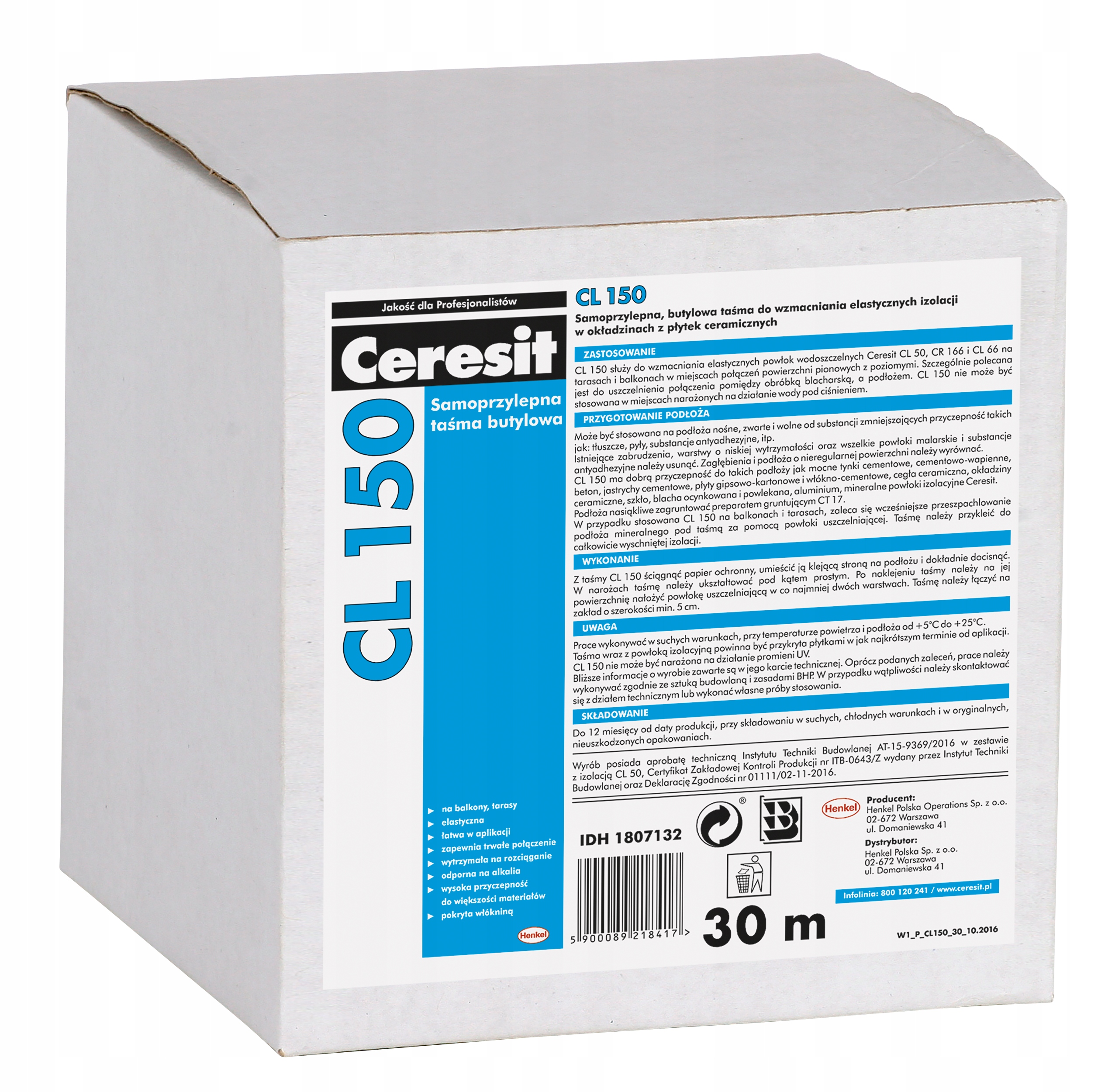 CL150 samolepicí butylová těsnící páska 30 m