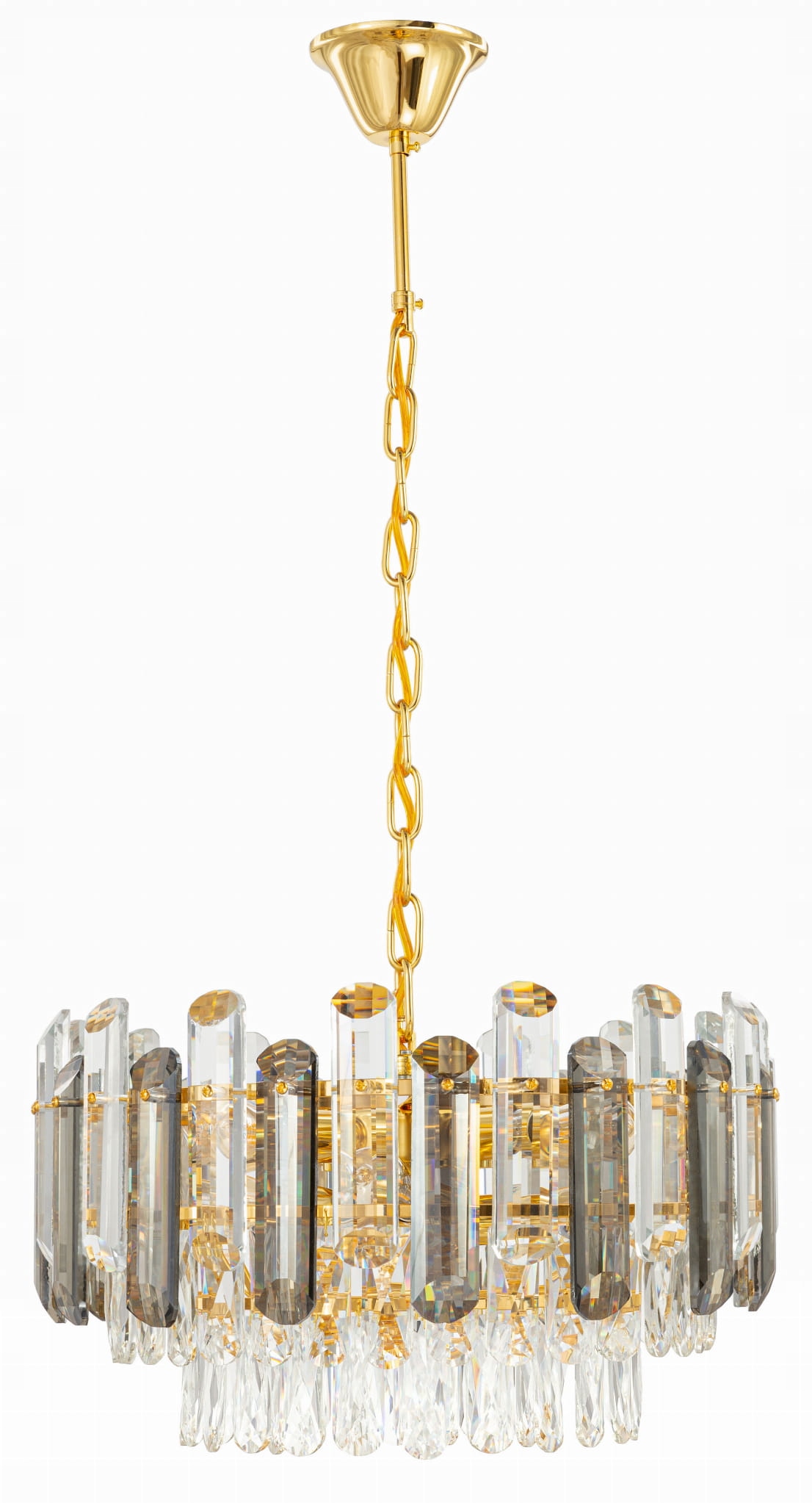 Luxusní křišťálová lustrová lampa Luxury Gold Grey WSC022