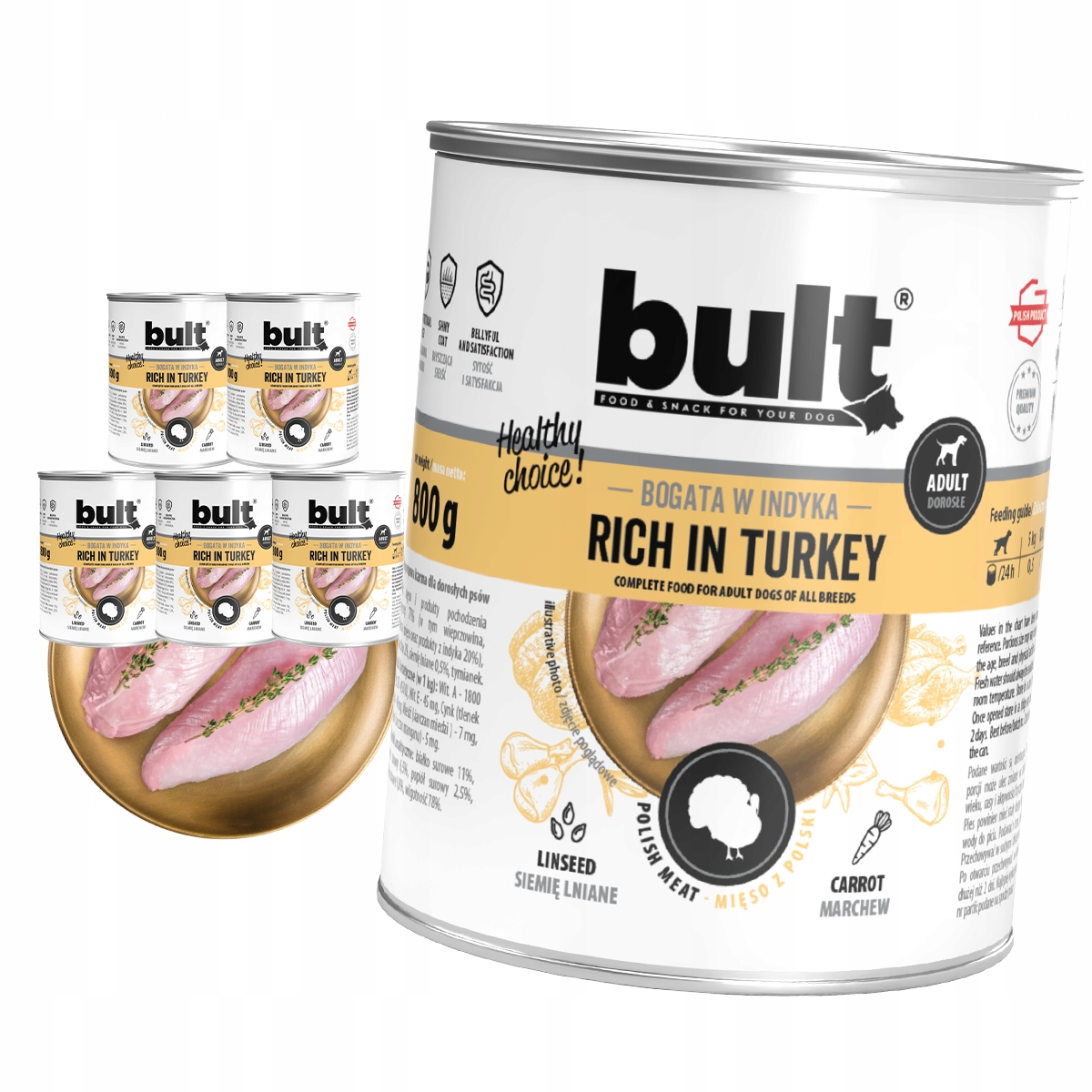 Vlhké krmivo pro psy Bult Bohaté na krůtu 6x800 g