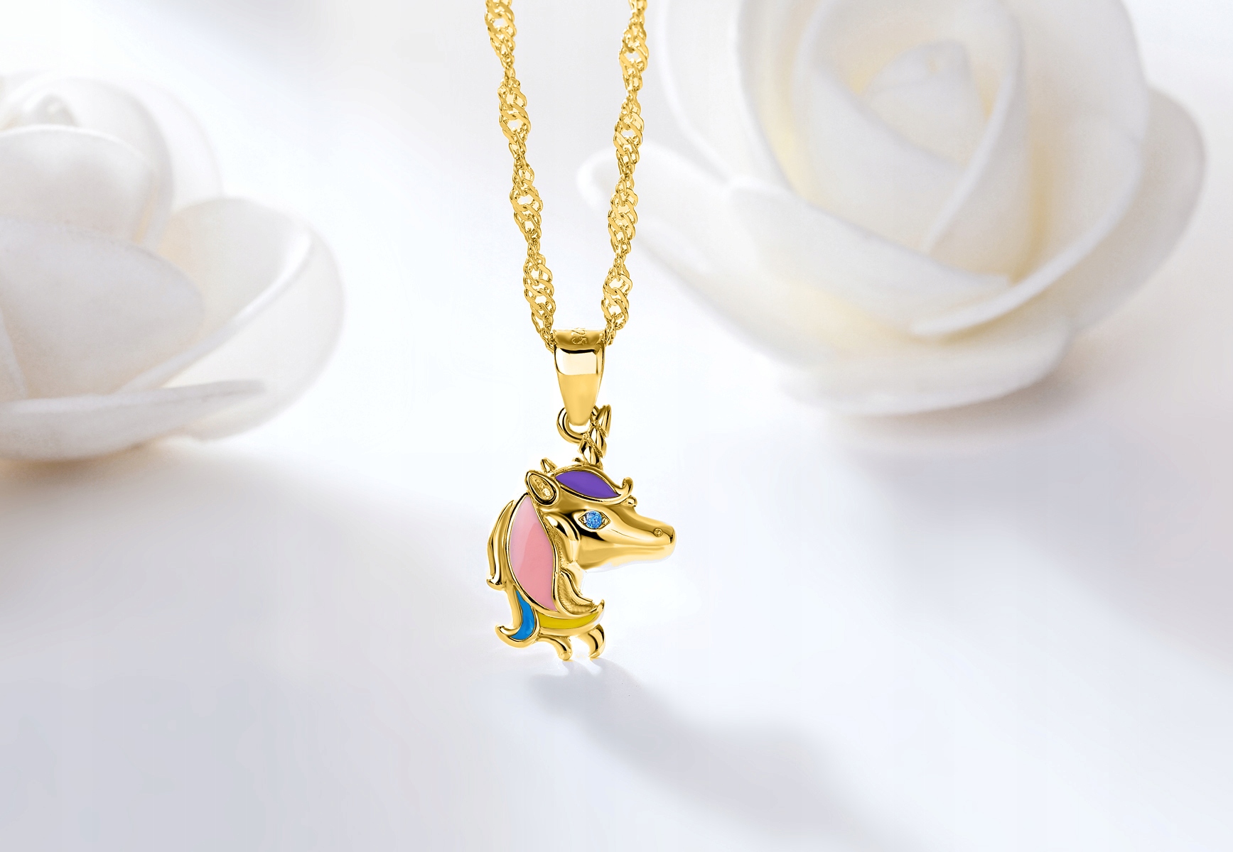 ZŁOTY NASZYJNIK 925 DLA DZIEWCZYNKI JEDNOROŻEC Płeć kobieta