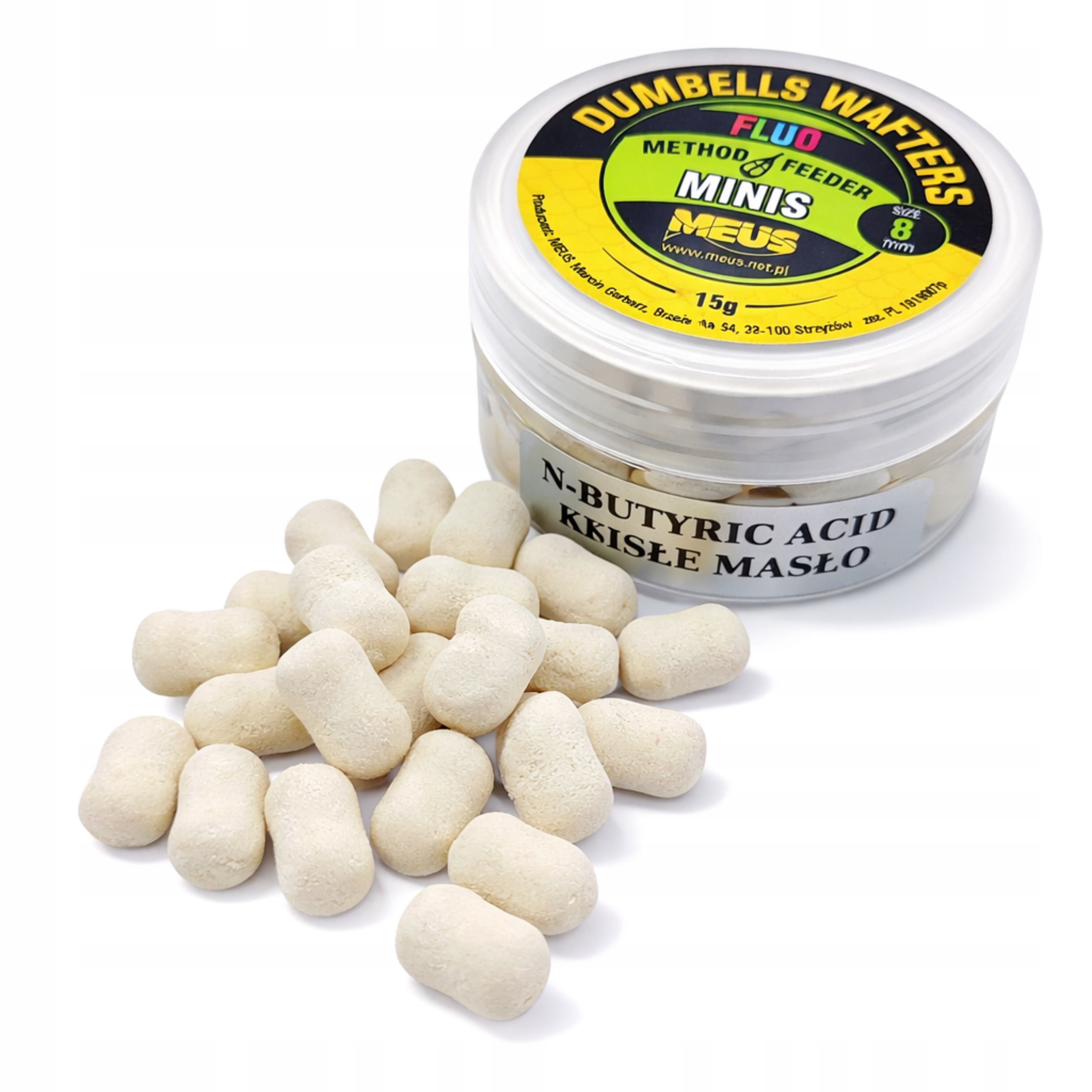 Meus Dumbells Wafters Method Feeder Fluo Minis N-Butyric Acid 8mm