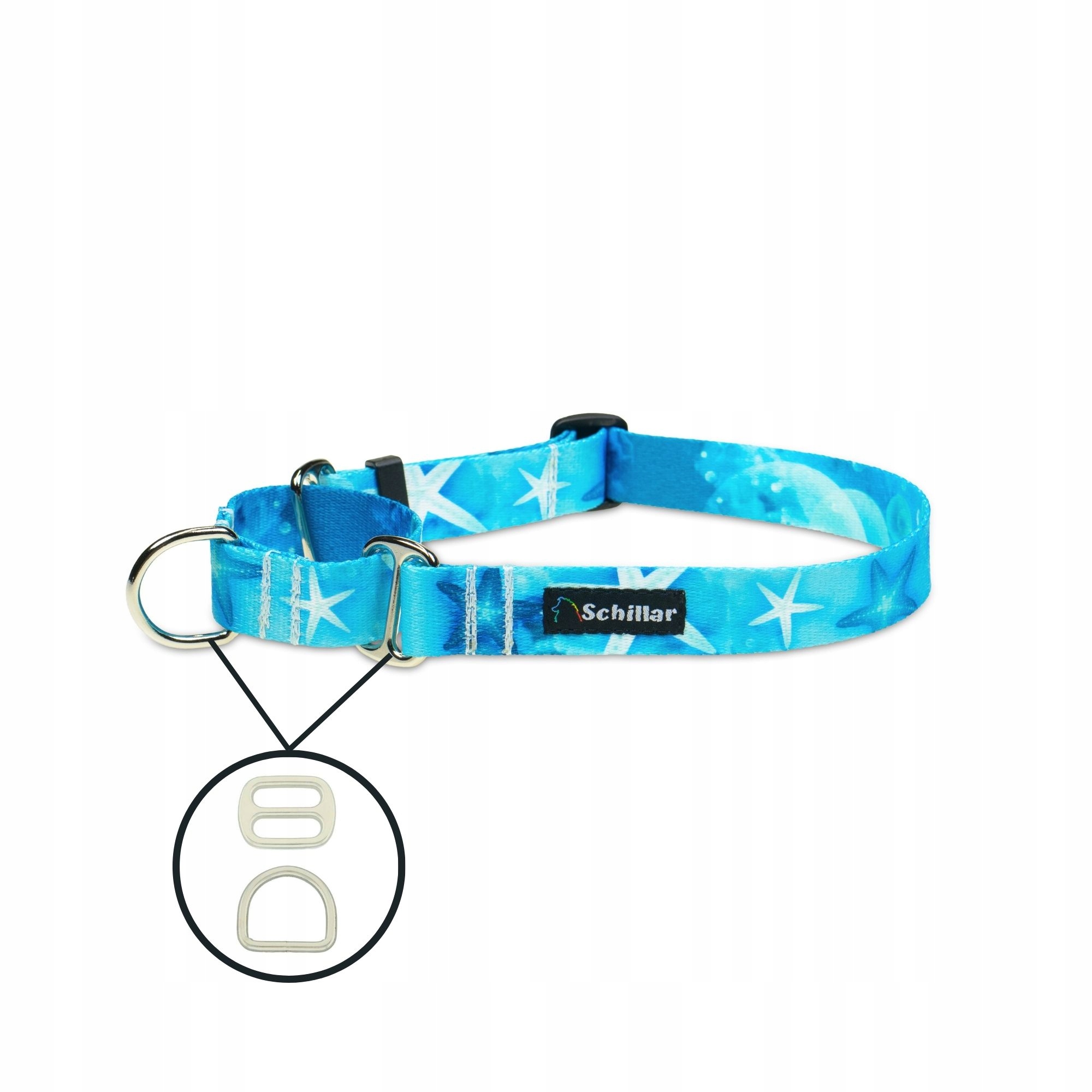 Levně Martingale obojek pro velkého psa, barevný, tyrkysová hvězdice, velikost L, 40-60 cm