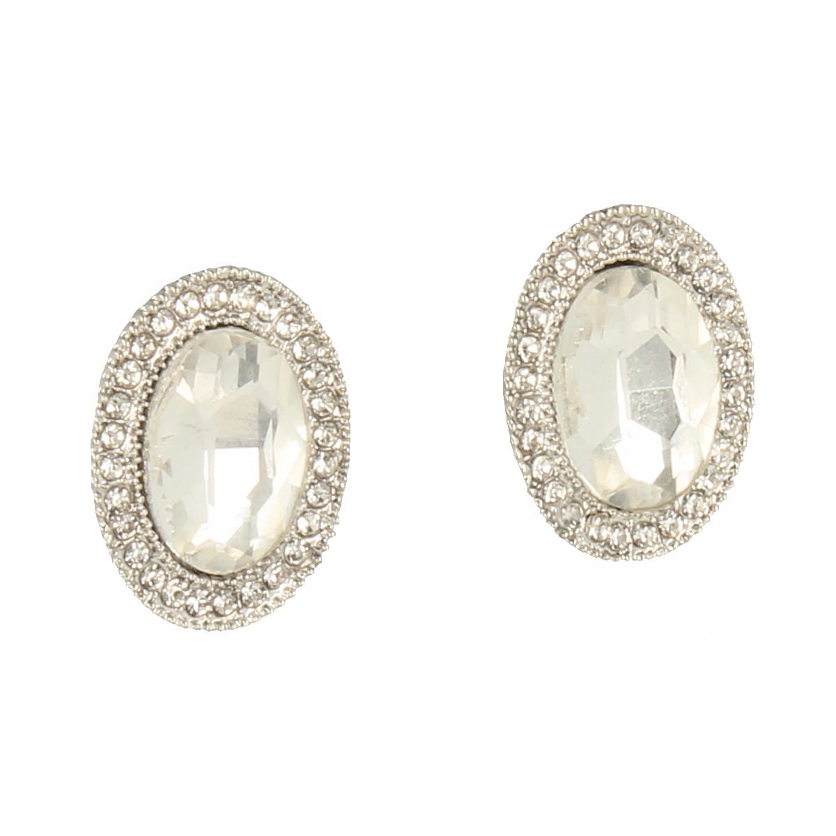 Klipsy do uszu srebrne z kamieniem Marka bez marki