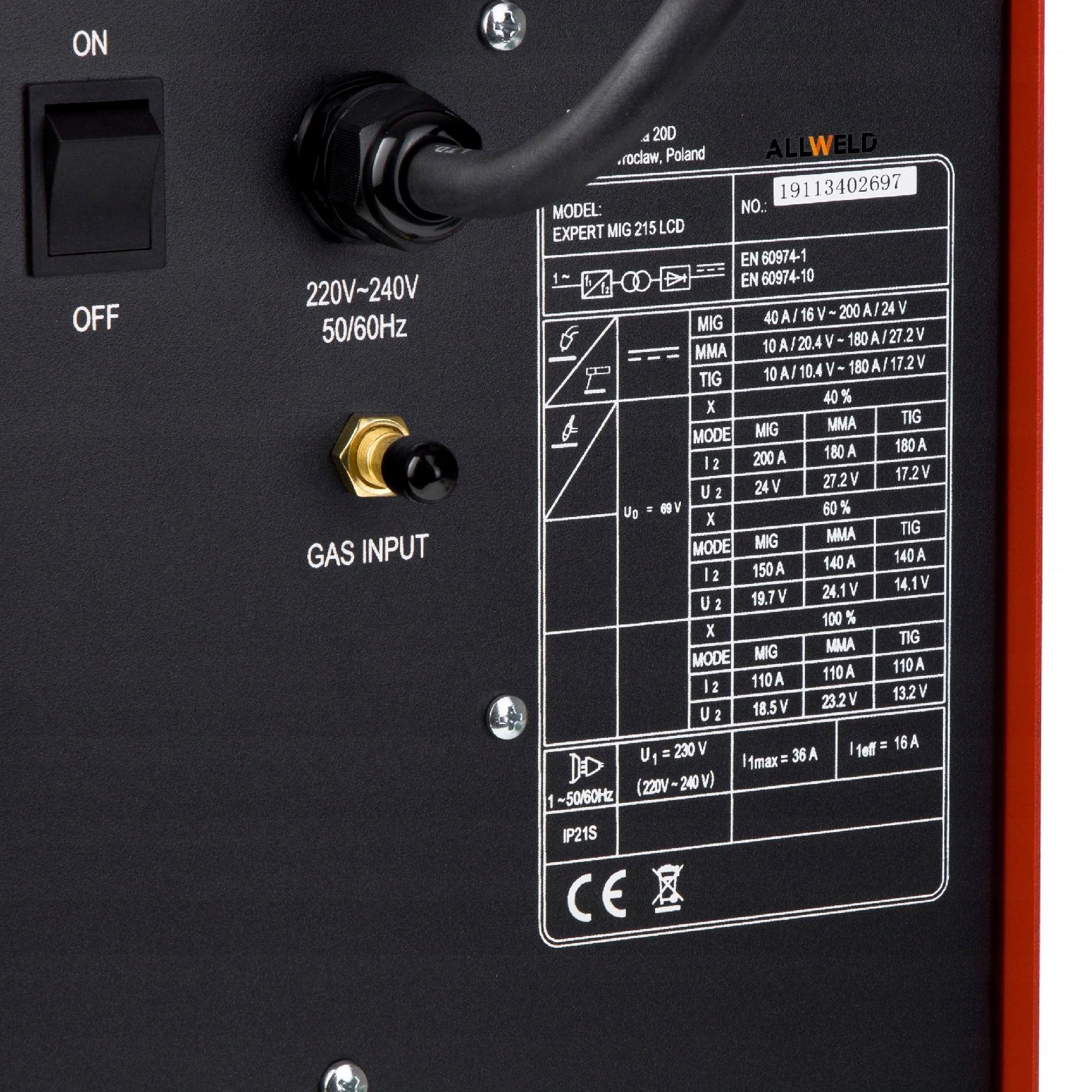 PÓŁAUTOMAT SPAWALNICZY IDEAL EXPERT MIG 215 SYNERGIA MMA TIG 200A 230V IGBT Rodzaj półautomat spawalniczy