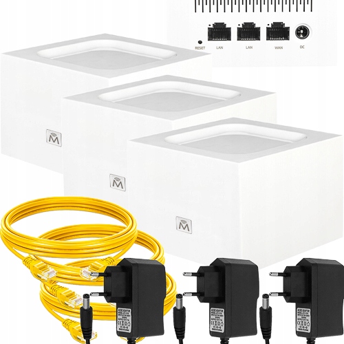 3x AC1200 Router Mesh Gigabitový Přepínač Přístupových Bodů WiFi 1200Mbps QoS Repeater