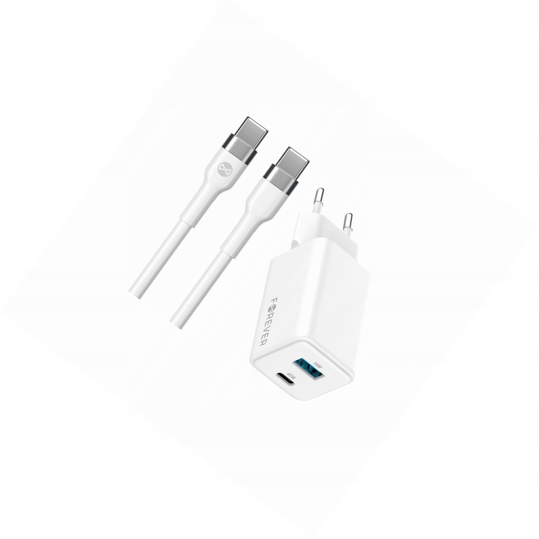 Szybka ładowarka GaN 45W 2 wejścia z długim kablem 2m do Zte Axon 30 Ultra