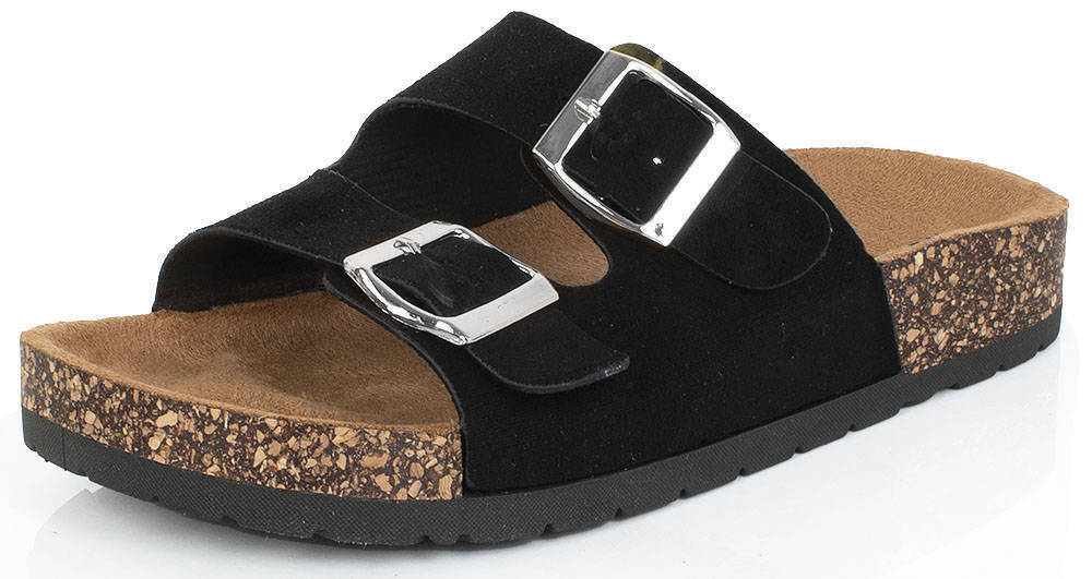 KLAPKI Z KLAMRAMI CZARNE NA KORKU 39