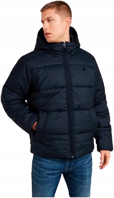 G-star Raw Tmavě Modrá Prošívaná Bunda S Kapucí Zip M J5G