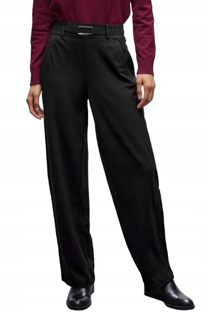 Street One Černé Palazzo Kalhoty S Páskem V Pase 34/30 Jqe