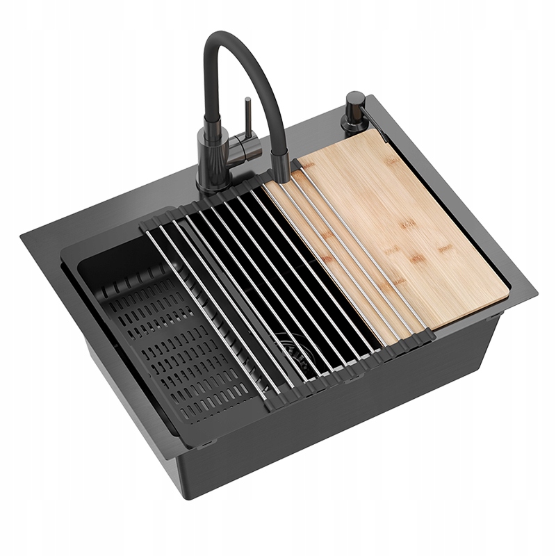 Quadron Luke 110 Drez čierny oceľový 1 Komora 58x45 cm Pružný výtok