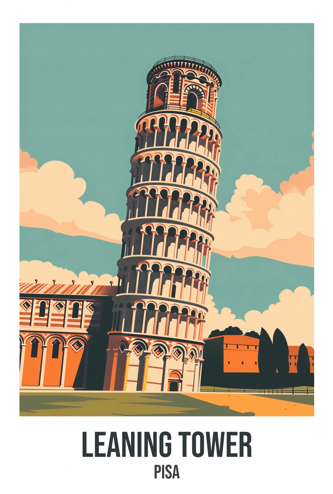 Plakát 67,5x100 cm Leaning Tower, Pisa