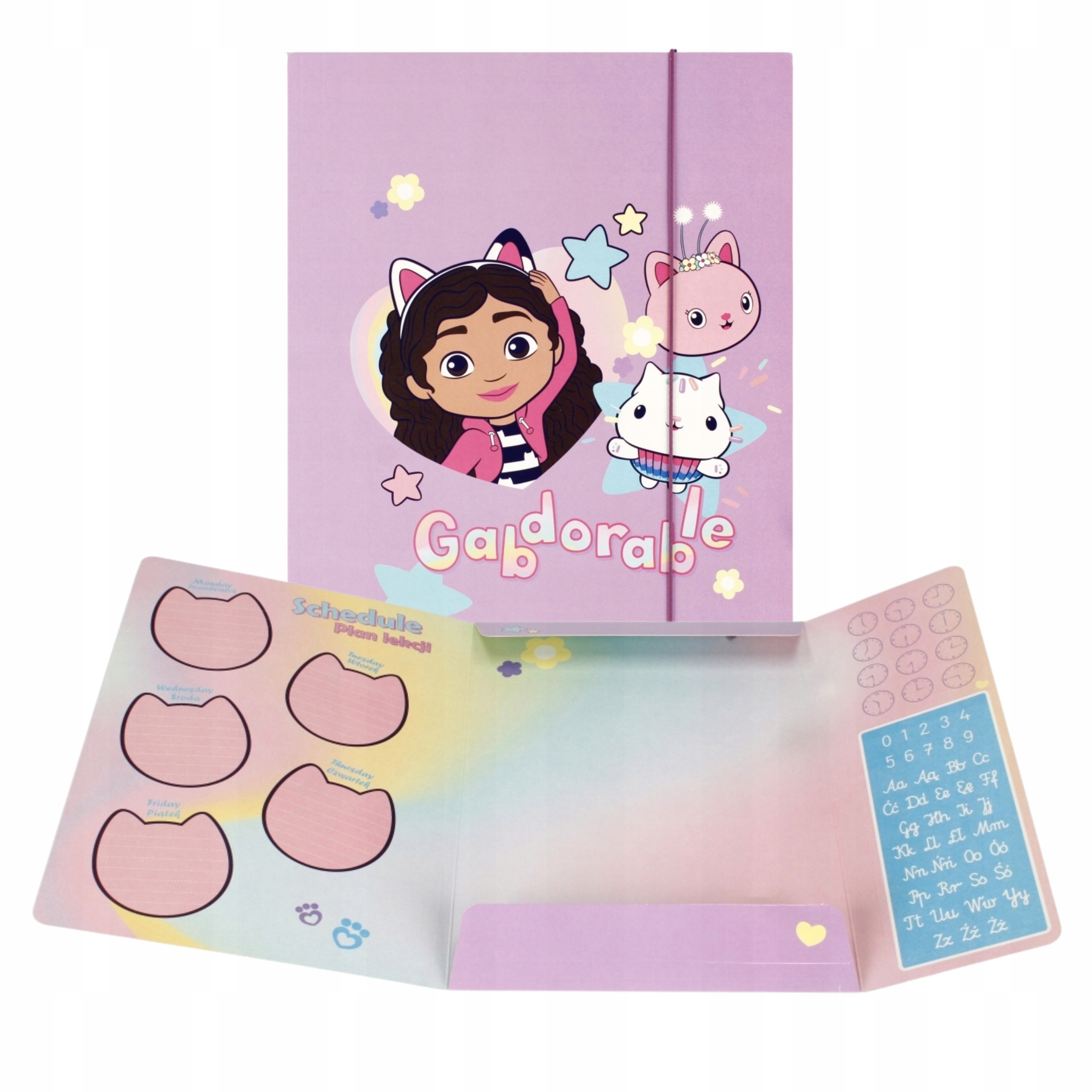 TECZKA Z GUMKĄ FORMAT A4 SZKOLNA I DO PRZEDSZKOLA KOCI DOMEK GABI 533770