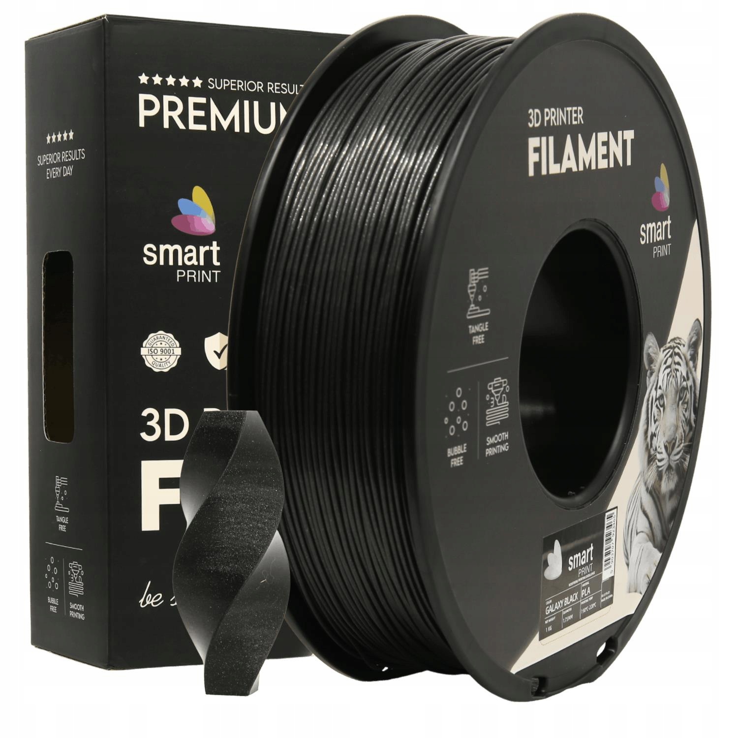 10 x Filament Pla 1,75mm 1kg czarny z brokatem Galaxy Black Smart Print