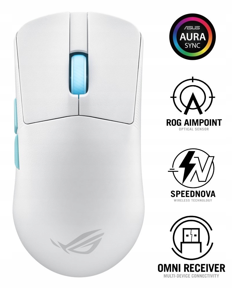 Asus myš Rog Harpe Ace Aim Lab Edition, Bluetooth, bílá 90MP02W0-BMUA10