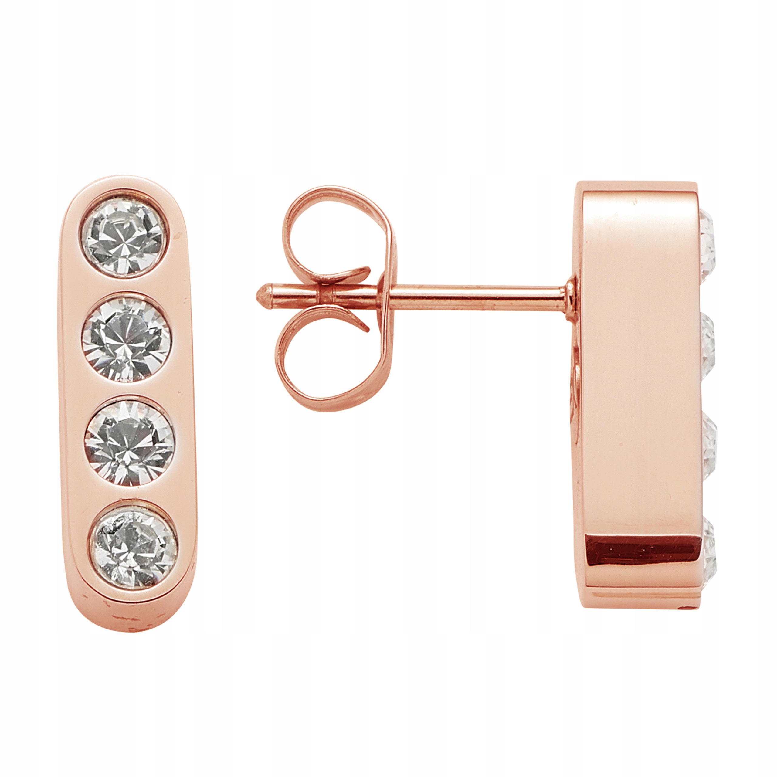 Náušnice Růžová barva s krystaly Ocel Chirurgická tyčinka