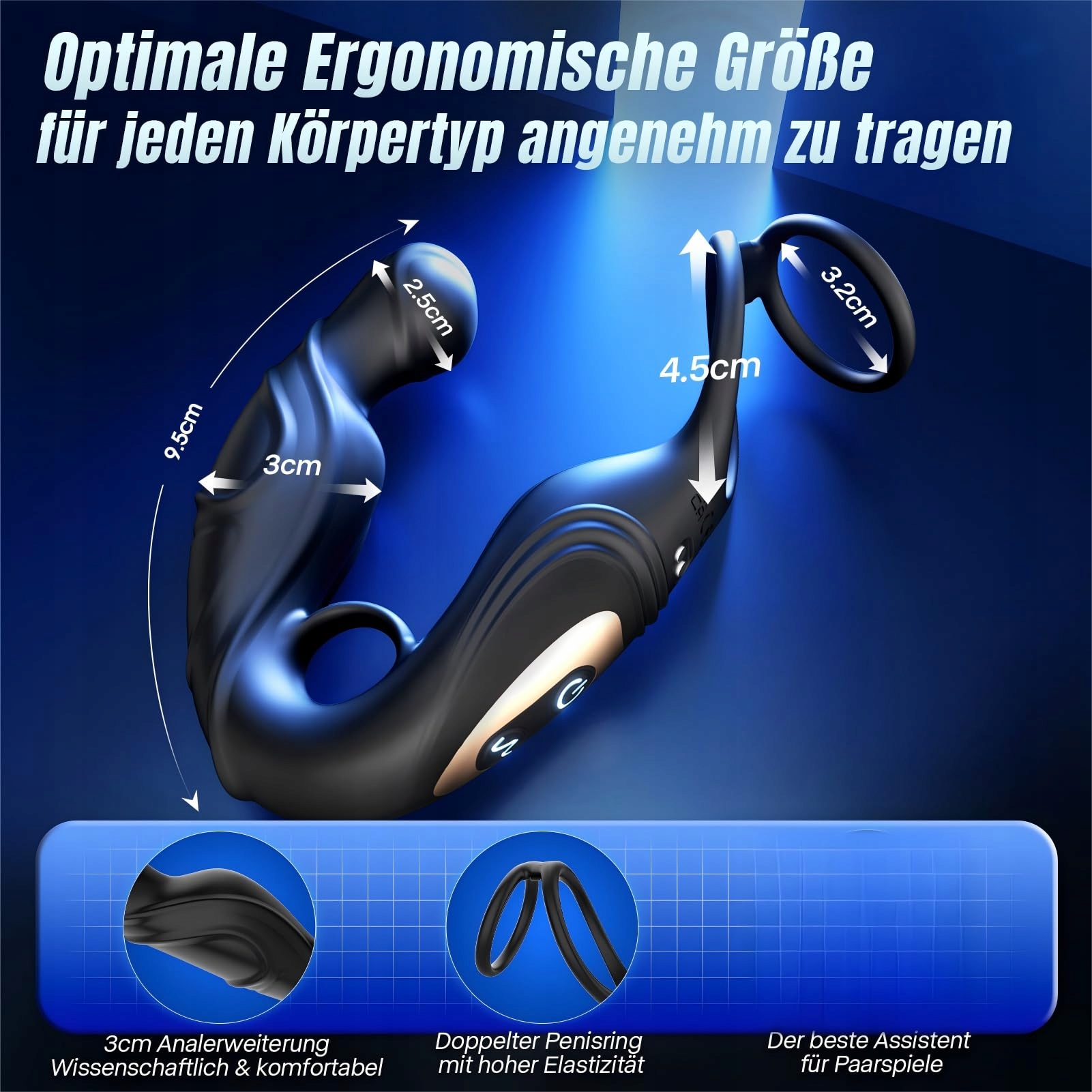 TAGNAFF Wibrator Analny dla Mężczyzn: Prostata 360° Masaż, 9 Trybów — miniatura 8