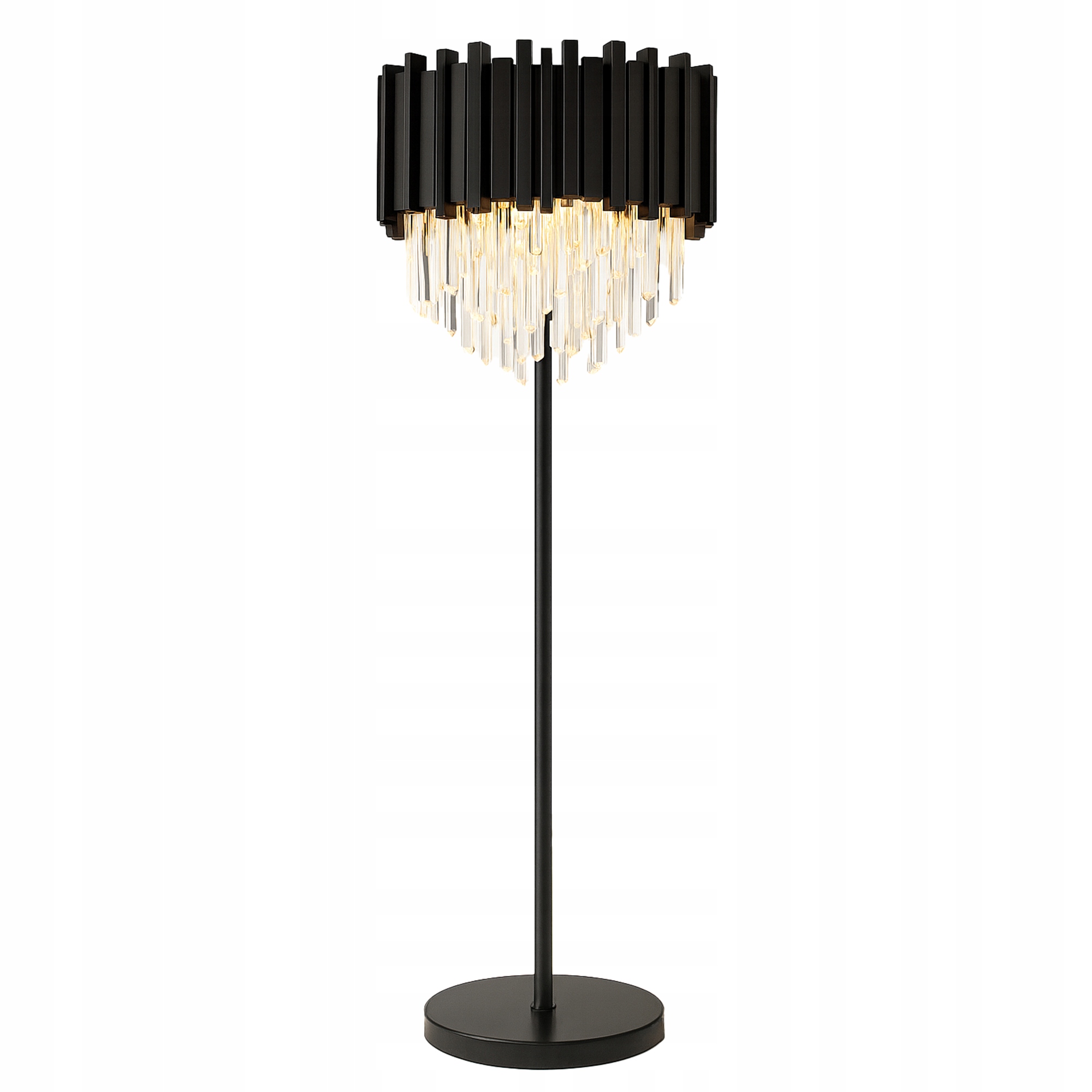 LAMPA STOJĄCA PODŁOGOWA KRYSZTAŁOWA NOWOCZESNA CZARNA GLAMOUR TOOLIGHT E14