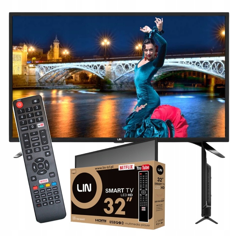 Telewizor Lin 32D1700 Smart 32" Led Hd Ready DVB-T2 WiFi 2xHDMI 2xUSB
