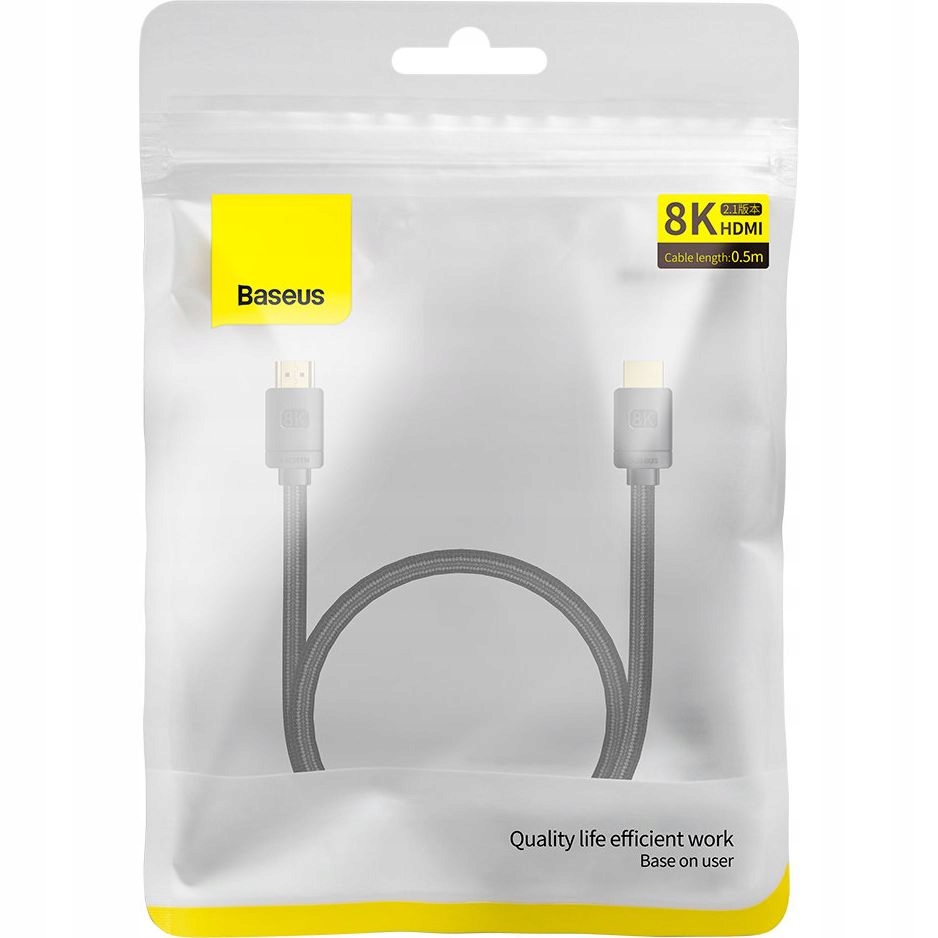 Kabel Baseus HDMI 2.1 8K/60Hz 48Gbps, 0.5m, HDR Złącza HDMI - HDMI