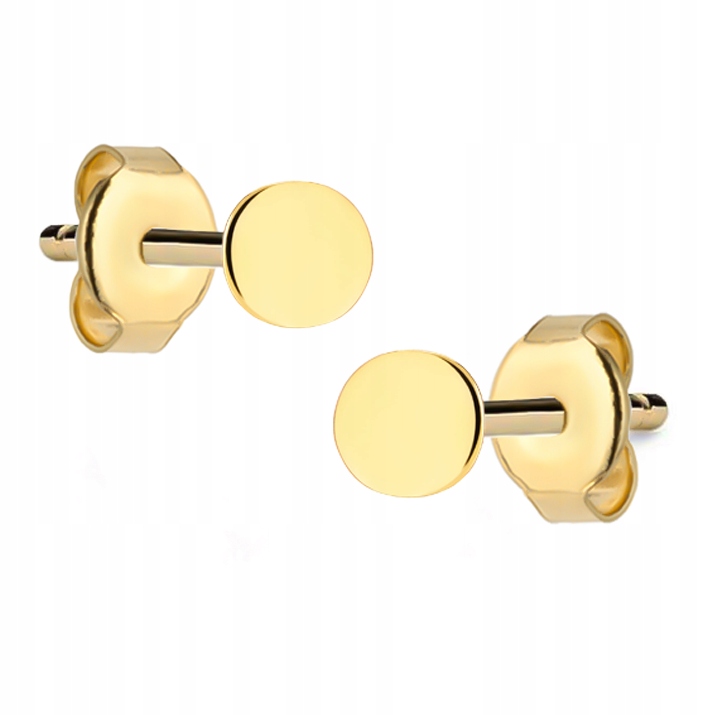 Złote kolczyki okrągłe blaszki koła wkrętki sztyft złoto pr 585 14k Laprii