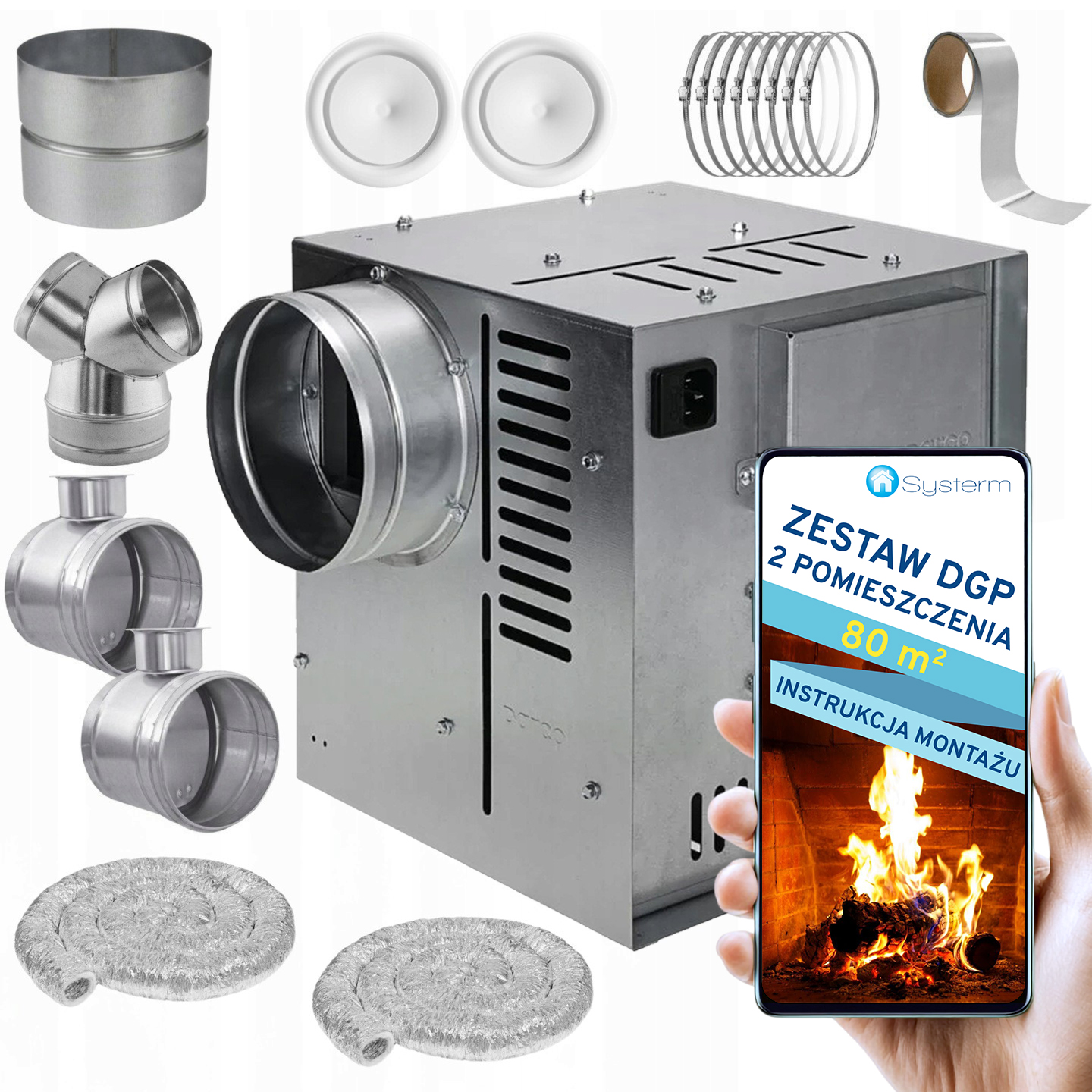 Krbová Turbína Krbový ventilátor Set Dgp 2 místnosti 80 m2