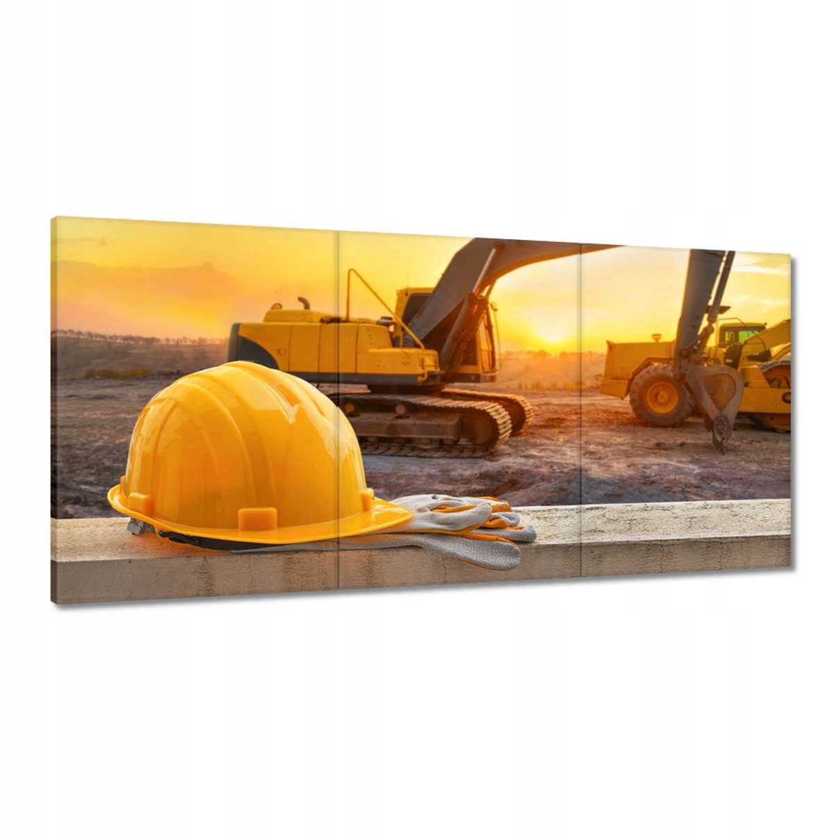 Obrazy 180x90 Žltá prilba na pozadí bagra