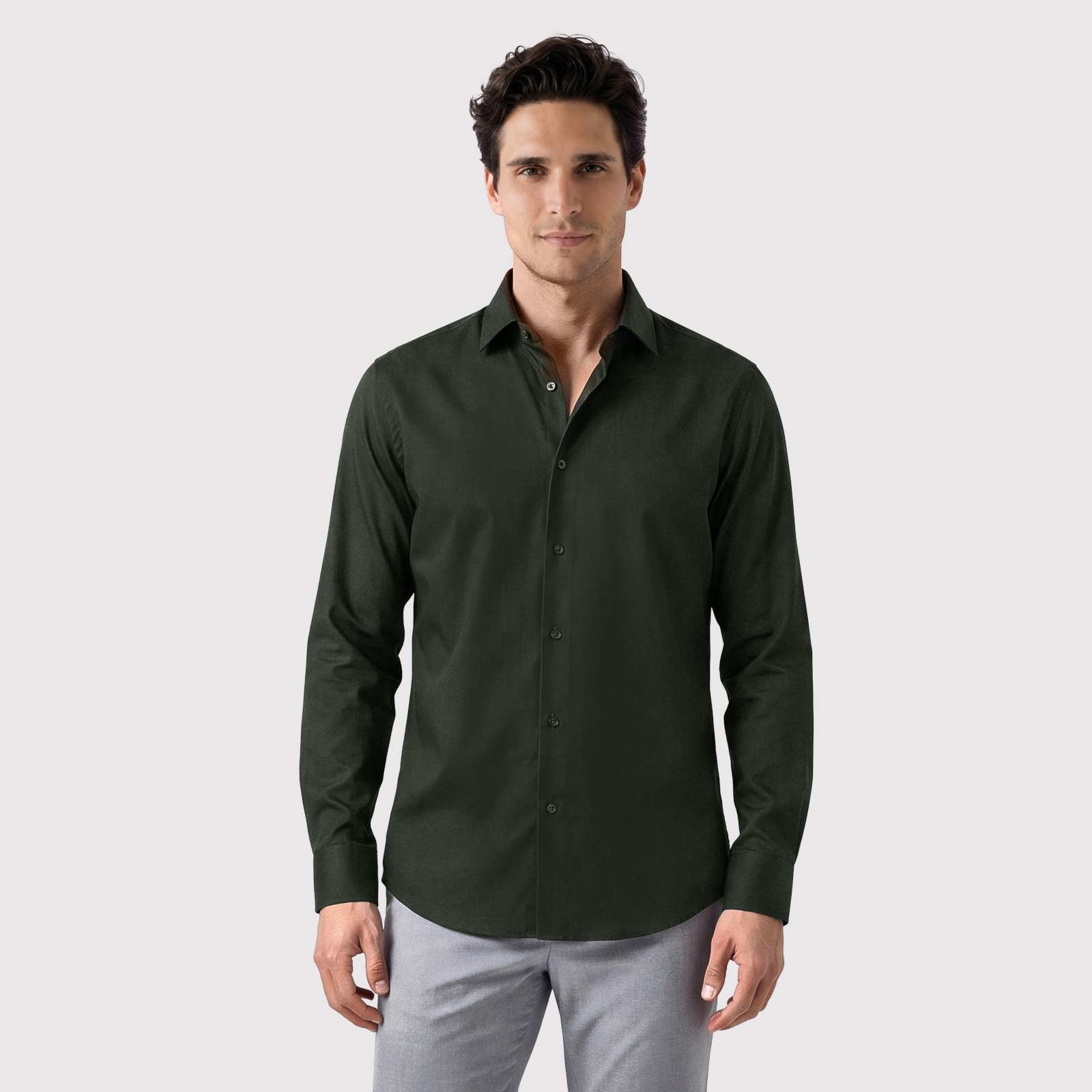 Tmavě zelená pánská košile bavlna Slim Fit Pako Lorente vel 45-46/188-194