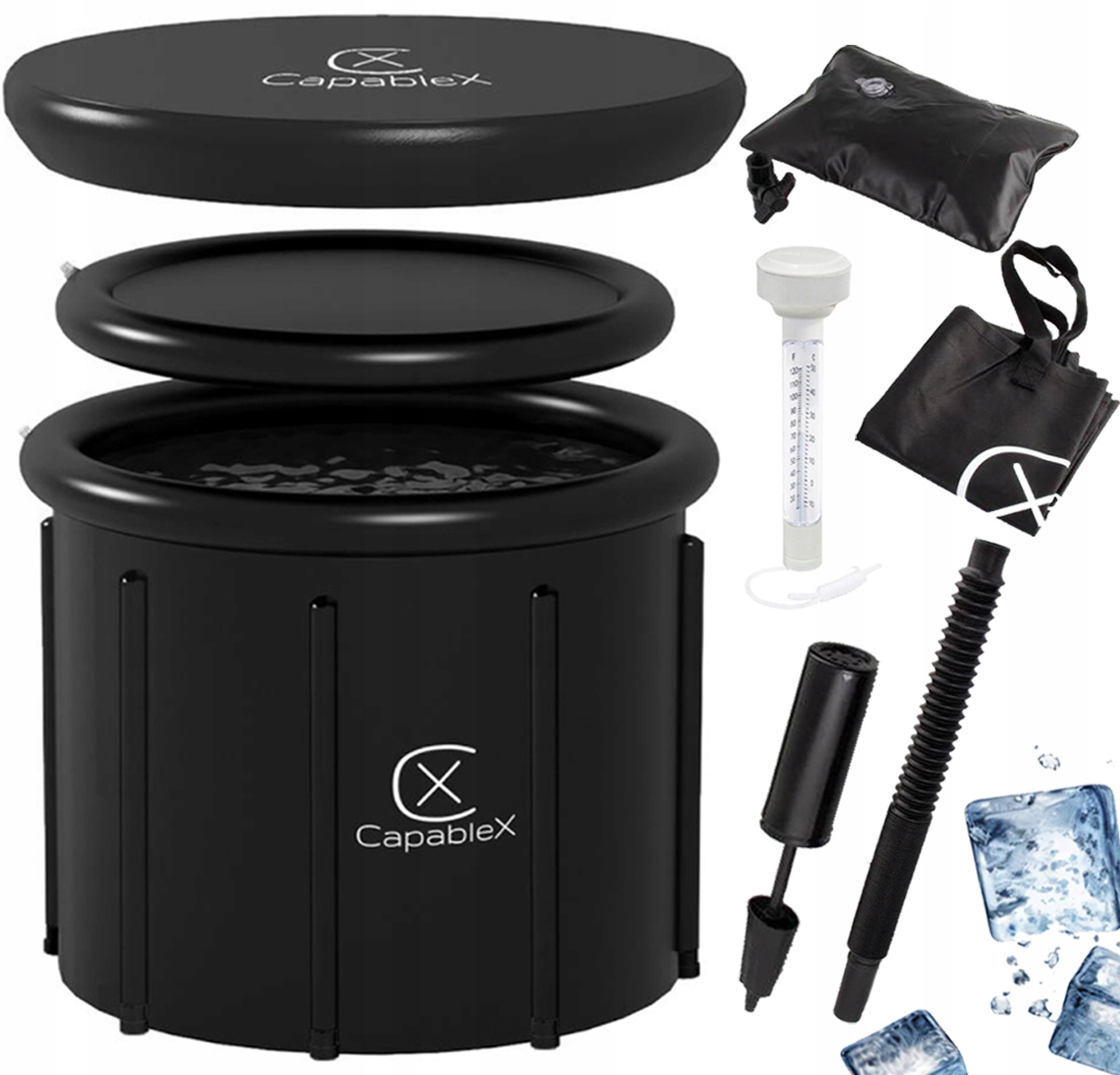 Wanna Beczka Lodowa Do Morsowania XXL 420L Termometr+Pokrywa+Pompka