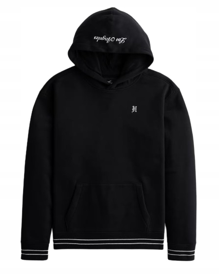 mikina s kapucí Abercrombie Hollister M klokanka černá