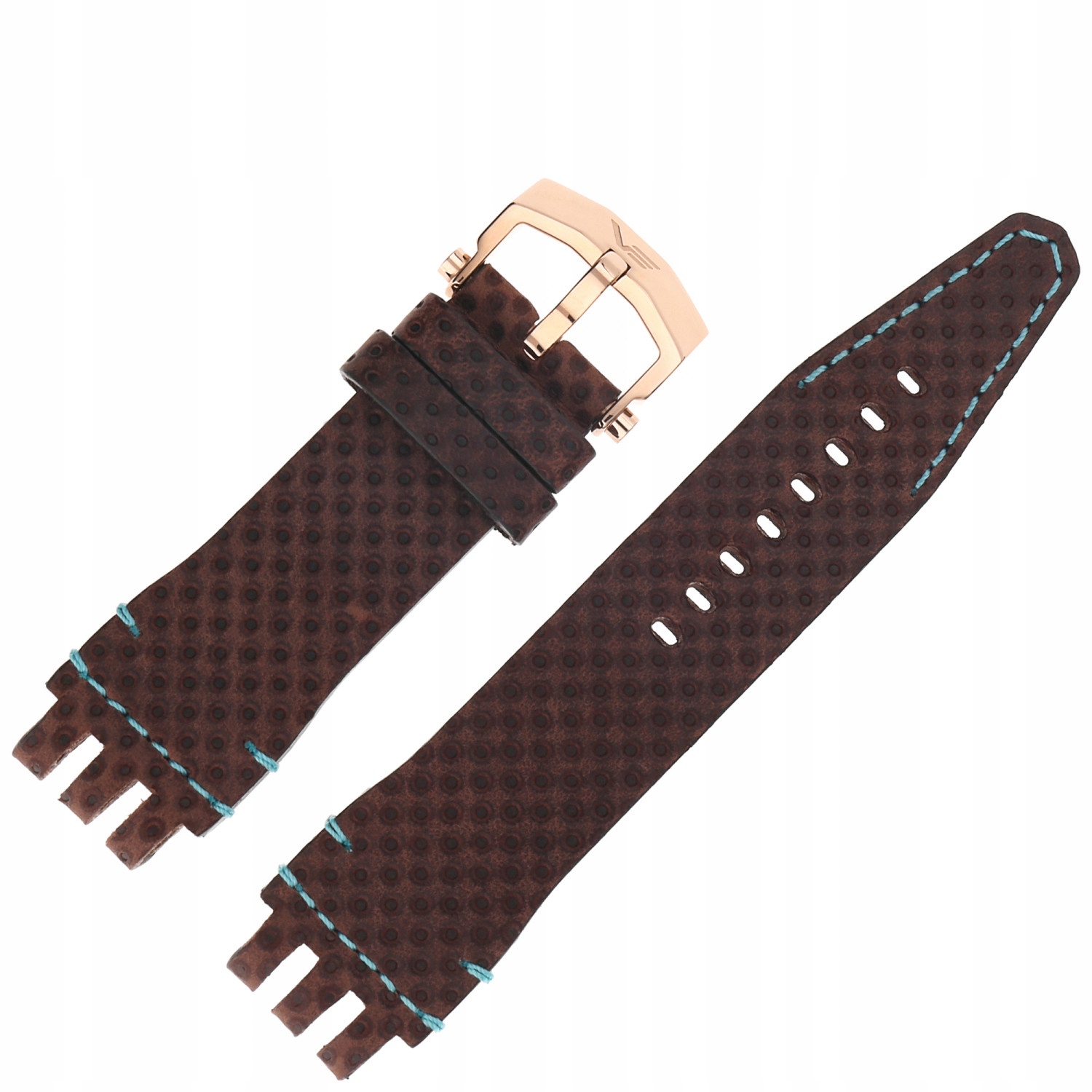 Pásek Energia 3 Kůže (O540) hnědý s tyrkysovým p. děrovaným růžovým k