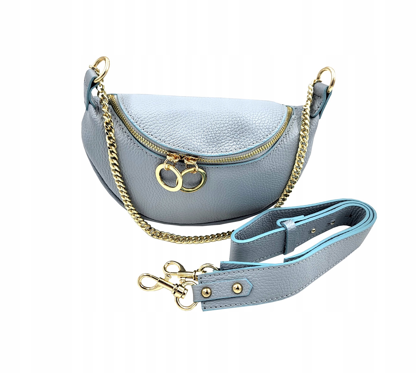 Dámská Kabelka Laura Biaggi Z Přírodní Kůže Světle Modrá