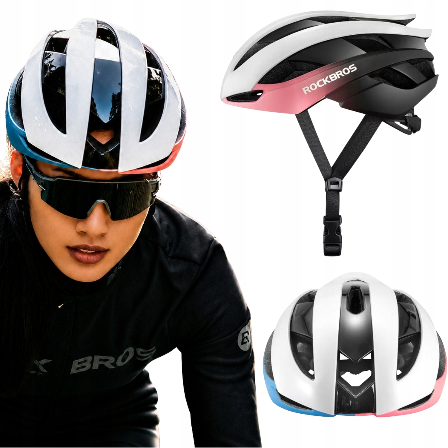 Kask rowerowy Rockbros 10110004007 rozmiar L niebiesko-różowy